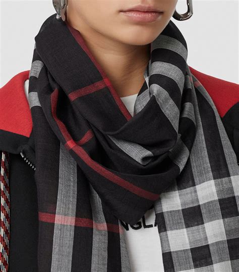 lightweight check wool and silk scarf burberry|burberry check cashmere scarf sale.